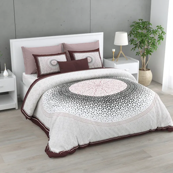 Maroon_Cotton_Majestic_Mandala_Luxe_Double_Bedsheet_With_Pillow_Cover_100_X_108_Cm
